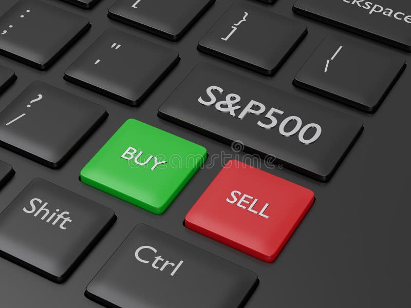 3d render of computer keyboard with S&P 500 index button royalty free illustration
