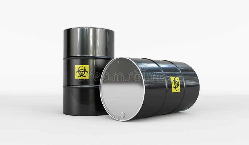 Biohazard materials. 2 barrels on a white background