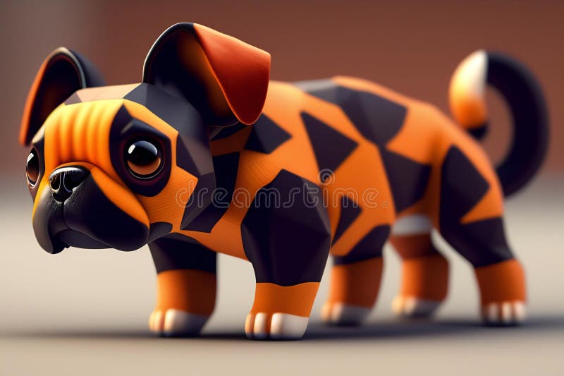3d Render of a Cute Dog with Orange and Black Spots Stock Illustration
