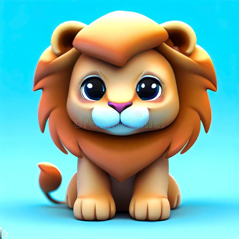 3d Render Cute Lion Genarated by Artificial Intelligence Stock Image ...