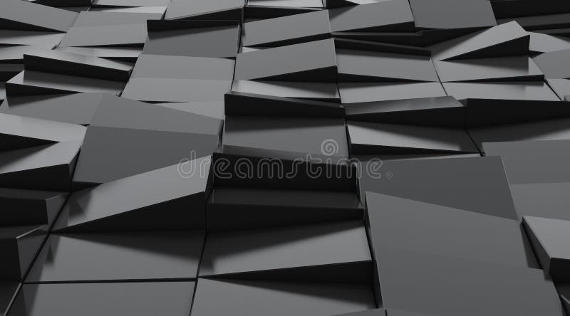 3D rendering of dark abstract geometry pattern royalty free illustration