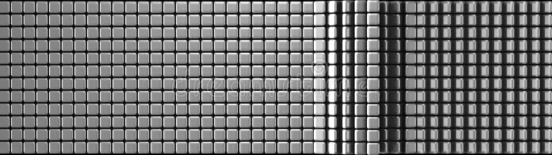 3D Render Dark Grey Cubic Polygon Wall metal grid background. stock illustration