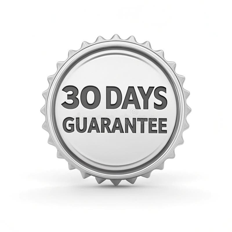 3D render of 30 Days Guarantee icon isolated on white background stock illustration