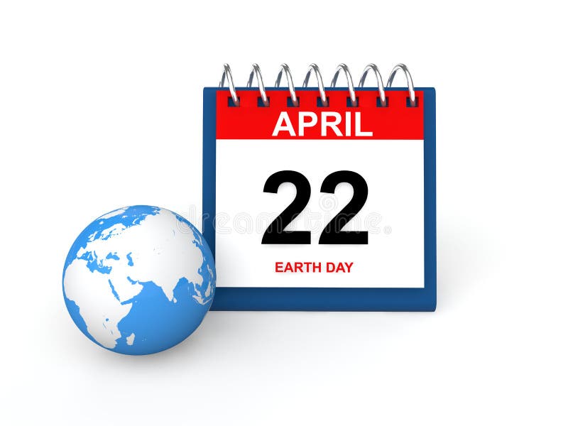 3d Render of Desk Calendar and Earth Globe Stock Illustration