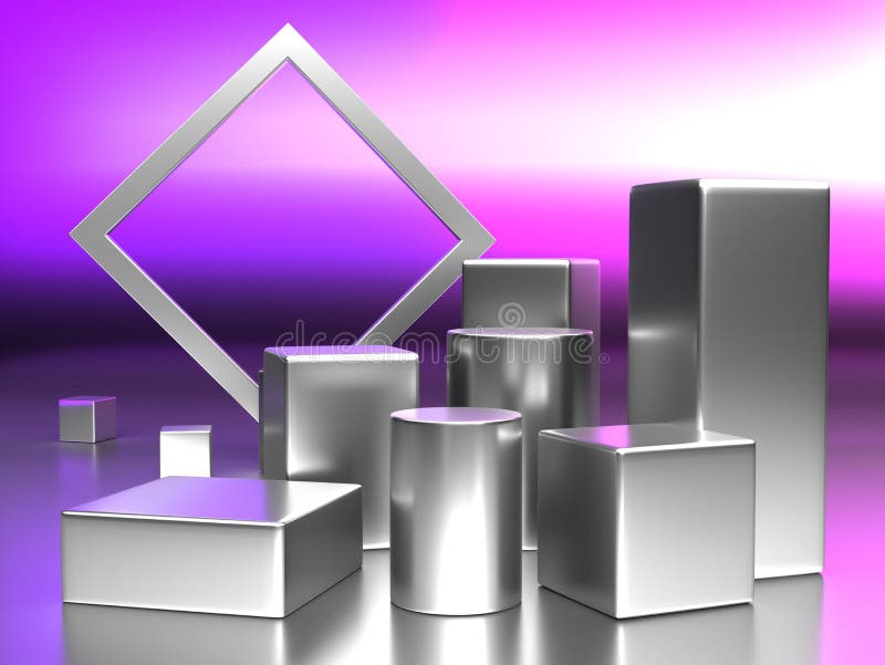 3d render, digital illustration. Modern minimal Silver color background. Abstract geometric design. Fashion concept. Podium for royalty free illustration