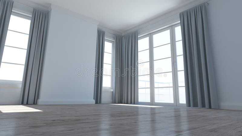 3D render of an empty room