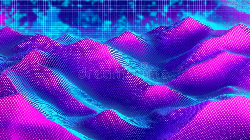 Futuristic neon wave landscape background royalty free illustration