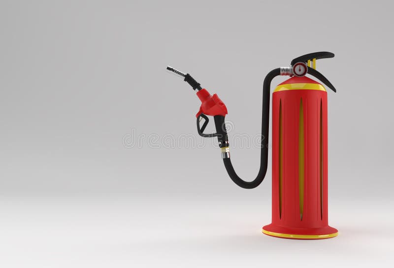 3D Render Fire Extinguisher with Fuel Pump Nozzle Pastel Color