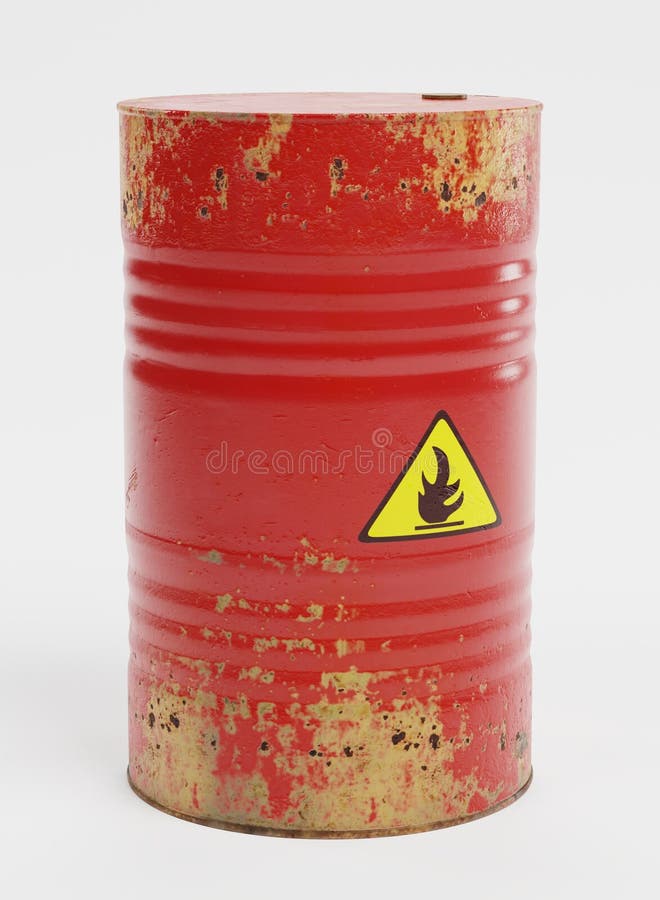 3D Render of Flammable Barrel Stock Illustration Illustration of