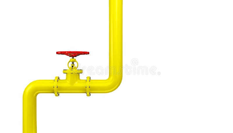 3d render gas pipeline with valve on a white background with copy space for your text. Illustration of a digital image for industr