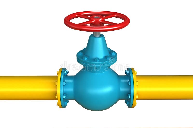 3d render of gas tap with pipeline royalty free illustration