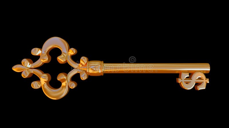 Gold Key With Dollar Sign A Key To Financial Success Isolated Black Background Stock Illustration Illustration Of Secret Safe 101501516