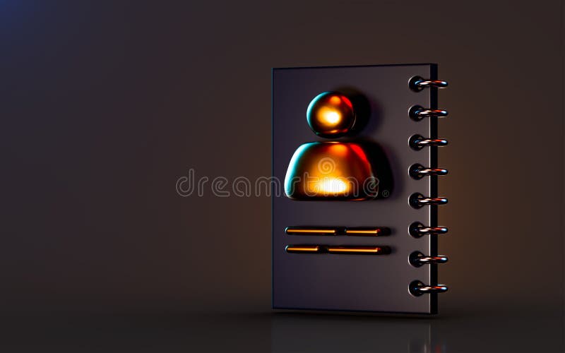 3d render gold metallic user information book icon on dark background royalty free illustration