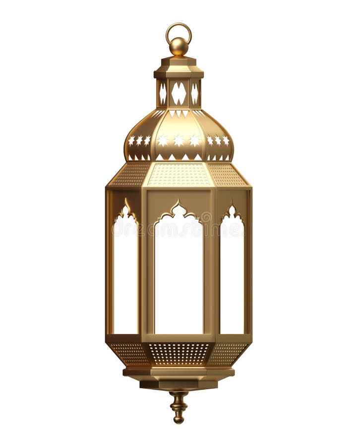 3d render, golden lantern, magical lamp, tribal arabic decoration, arabesque design, Ramadan Kareem, isolated object`