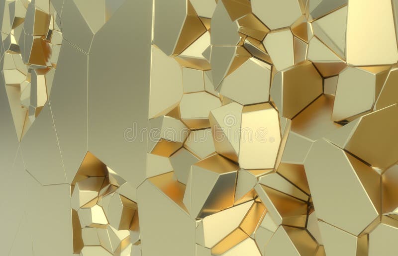 3d render, golden modern shattered wall texture, random clusters digital illustration, abstract geometric background stock illustration 3d render, golden modern shattered wall texture, random clusters digital illustration, abstract geometric background stock illustration