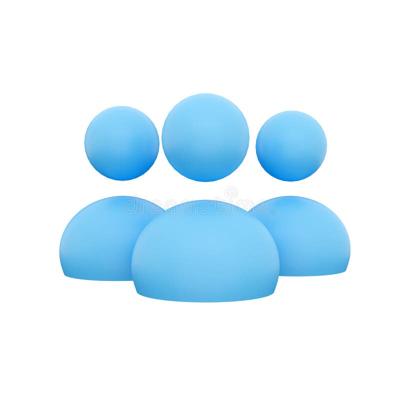 3d render group icon on white background. 3D render goup of people blue icon royalty free illustration