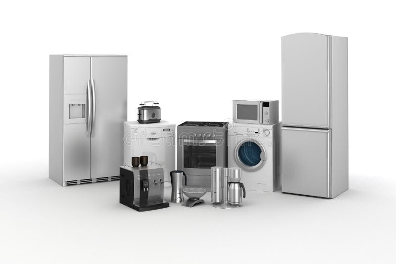 3d render of household appliances stock illustration