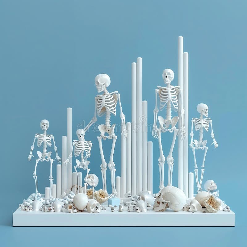 3D render icon 3D bar chart with different anatomy sections like bones or muscles icon 3d analysis vector illustration