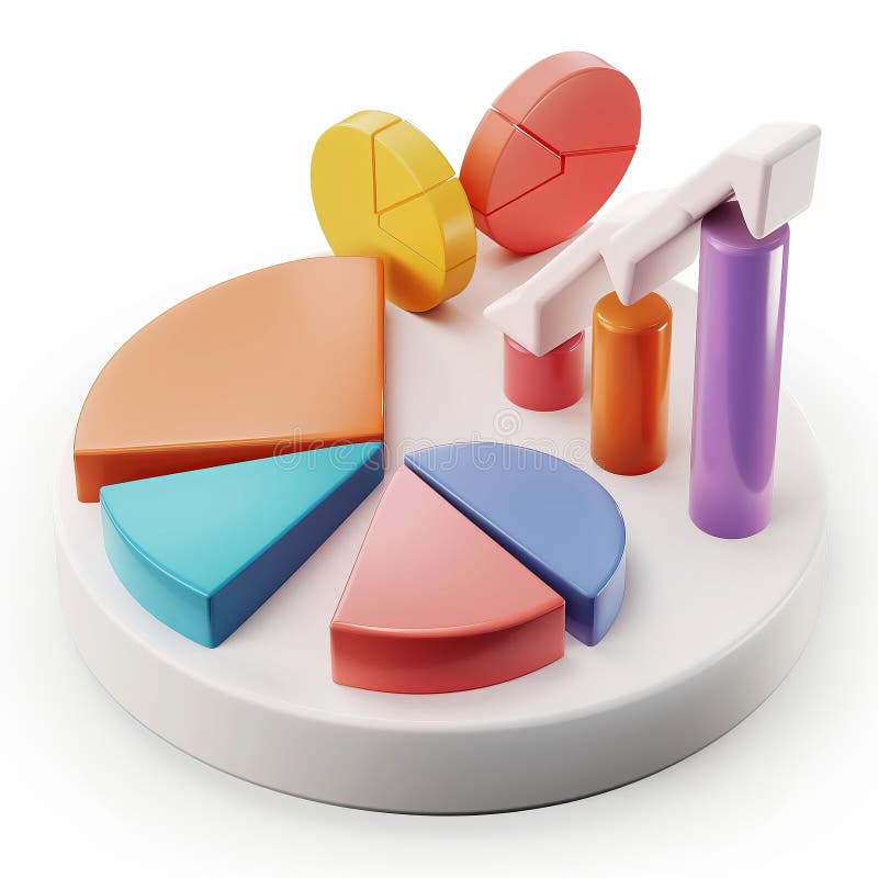 3D render icon 3D bar chart with different anatomy sections like bones or muscles icon 3d analysis vector illustration