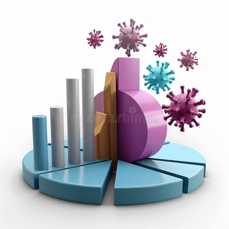 3D render icon 3D bar chart with different anatomy sections like bones or muscles icon 3d analysis stock illustration