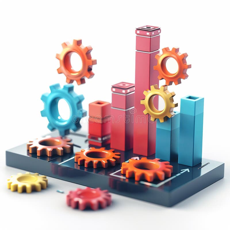 3D render icon 3D bar chart with different anatomy sections like bones or muscles icon 3d analysis royalty free illustration
