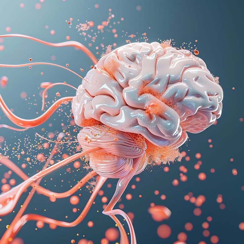 3D render icon 8K 3D model of a brain with puzzle pieces forming a network showcasing anatomy agile 3D stock illustration