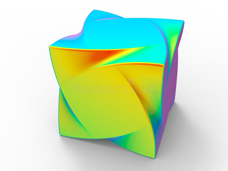 3D rendering - abstract rainbow cube stock illustration