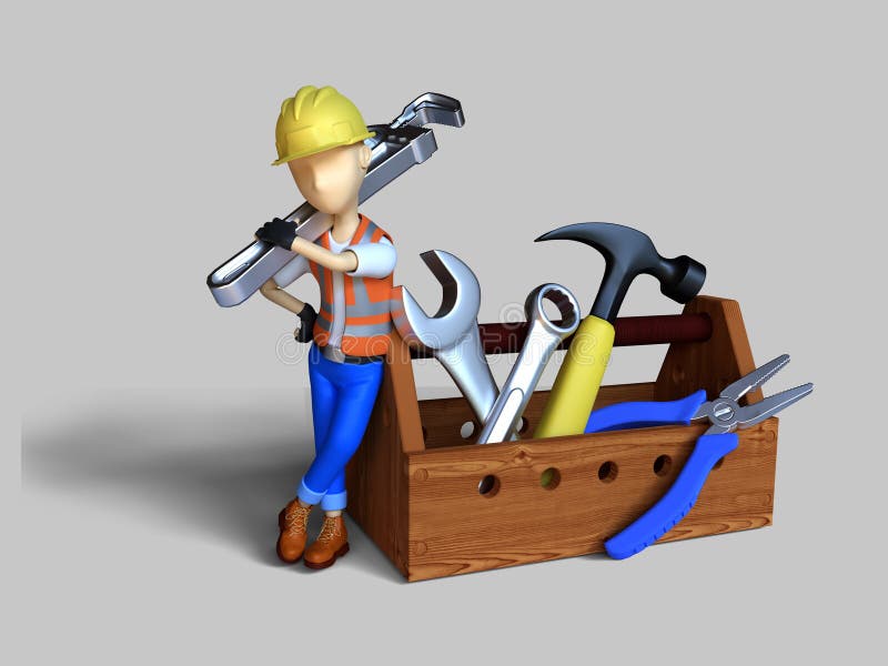 3d Render Illustration Cute Character Worker and Leaning on a Pile of