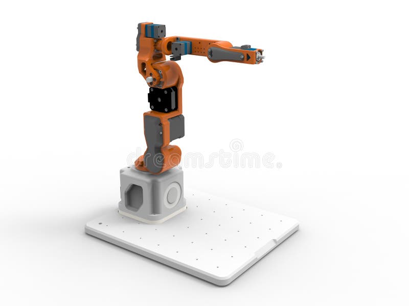 3D rendering - detailed orange robotic arm vector illustration