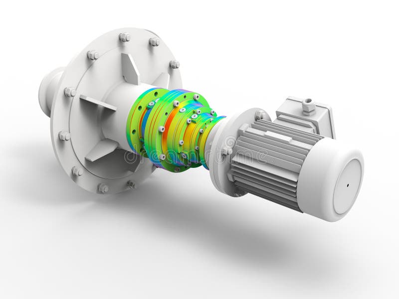 3D rendering - finite element analysis of a coupling part vector illustration