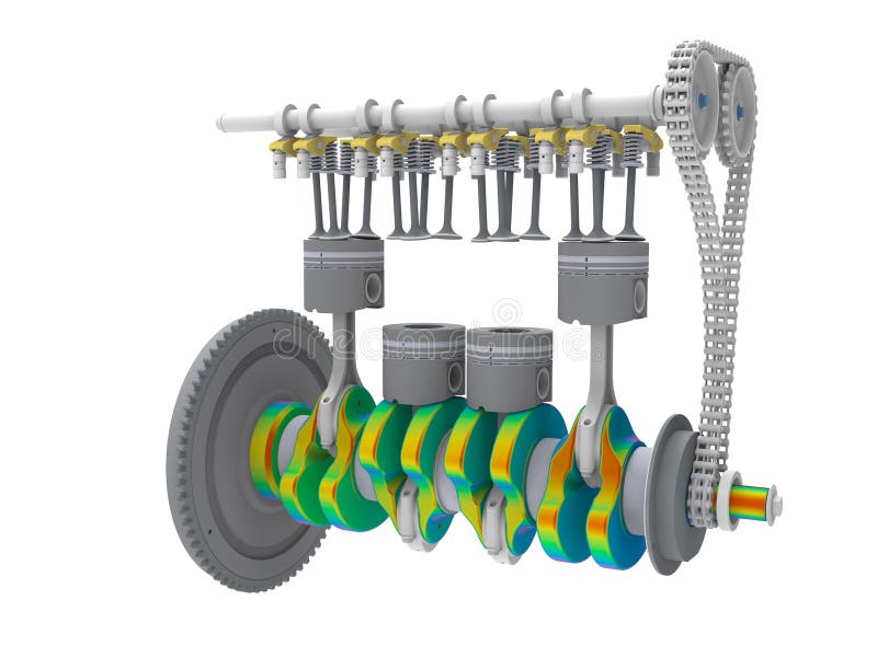 3D rendering - crank shaft finite element analysis vector illustration
