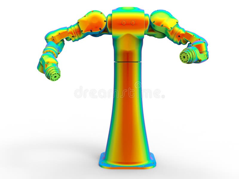 3D rendering - finite element analysis of an industrial robot stock illustration
