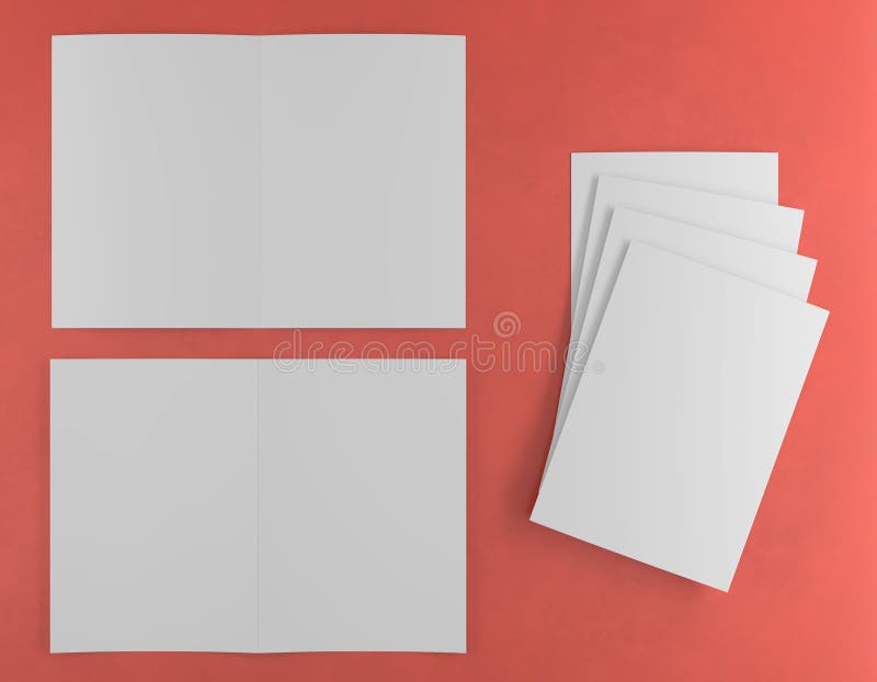 3d Render Illustration of a Leaflet Mockup on Color Background Stock