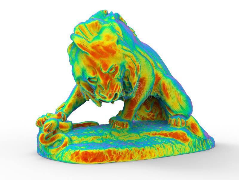 3D render - lion statuette rainbow colored vector illustration 3D render - lion statuette rainbow colored vector illustration