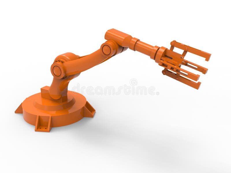 3D rendering - orange robotic arm royalty free illustration
