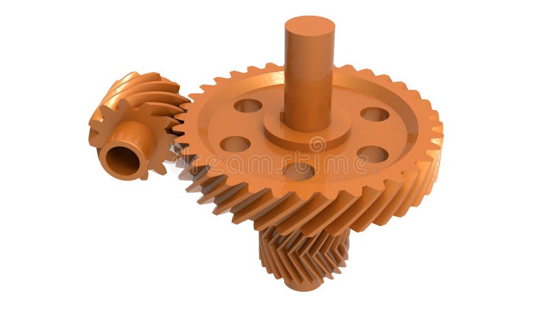 3D render of an orange worm gear assembly royalty free illustration