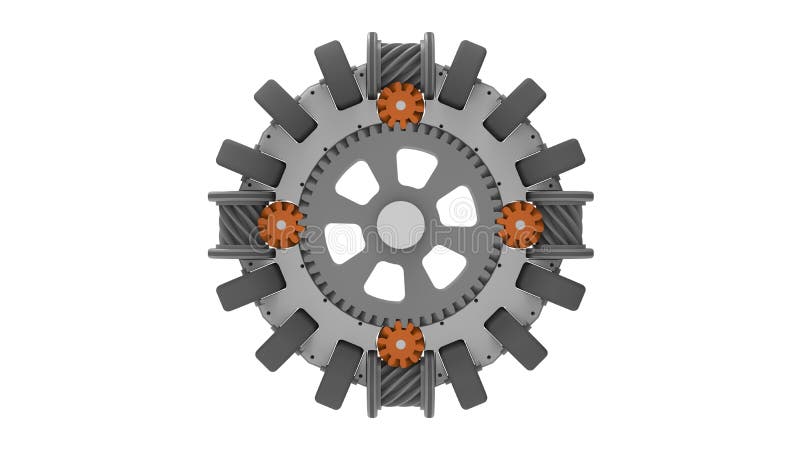 3D rendering - top view of an omni wheel royalty free illustration