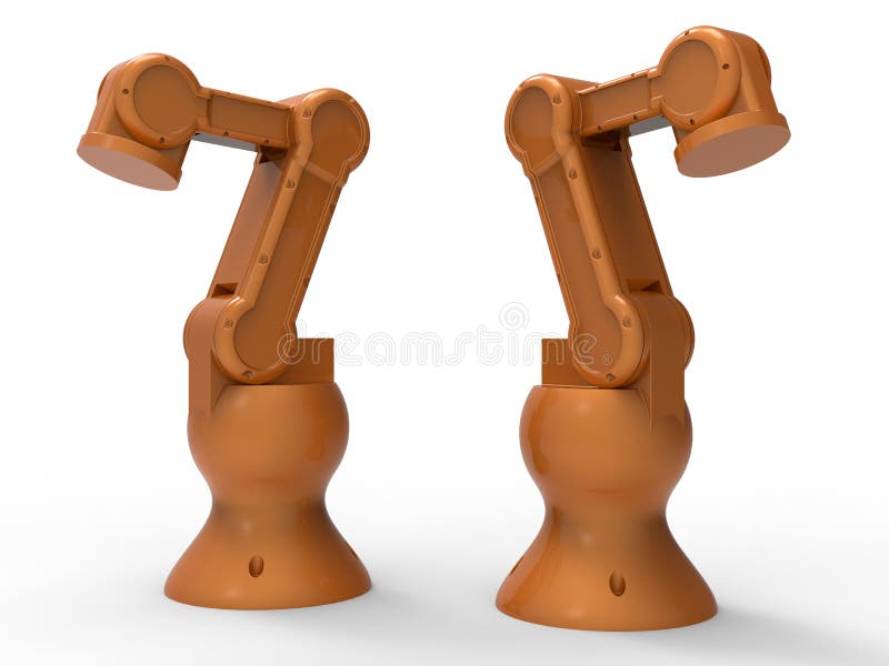3D rendering - simple orange robotic arm royalty free illustration