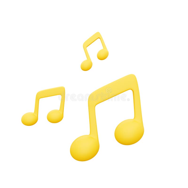3d Render Illustration of Yellow Music Note Isolated on White