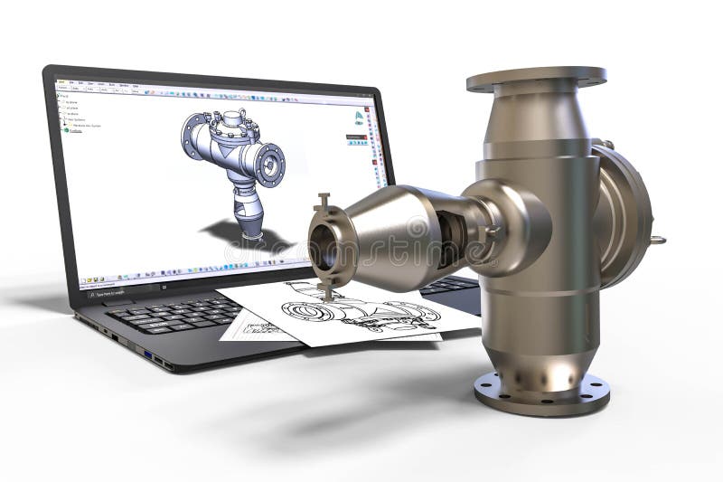 Computer aided design in Mold design with 3D software. Business, building royalty free illustration