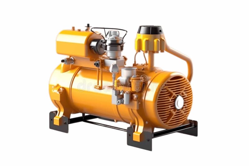 3D Render Isolated Air Compressor Illustration on Transparent