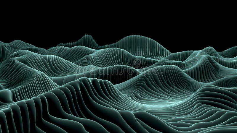 Cyan digital landscape with waves stock illustration