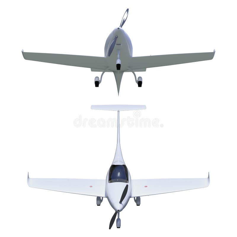 Light General Aviation Aircraft 3d Model Stock Illustration