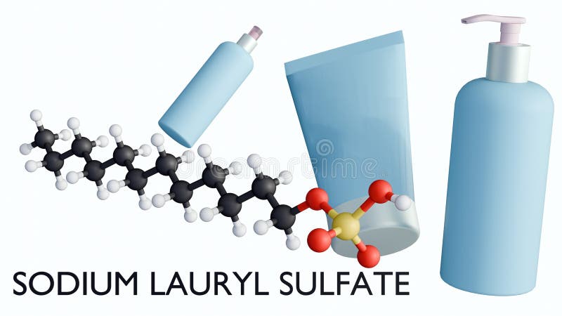 SLS 3D Render: Linking Molecular Structure to Personal Care Applications. stock illustration