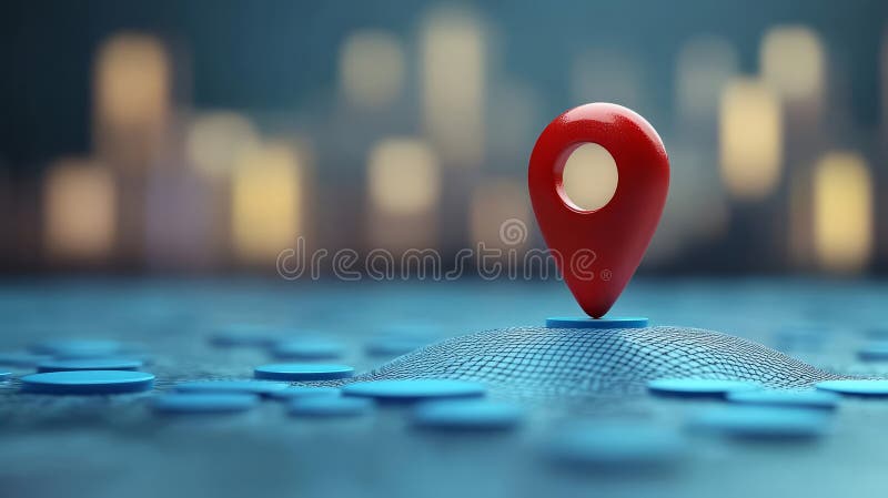 3D render of a location pin on a digital map, symbolizing navigation and technology vector illustration
