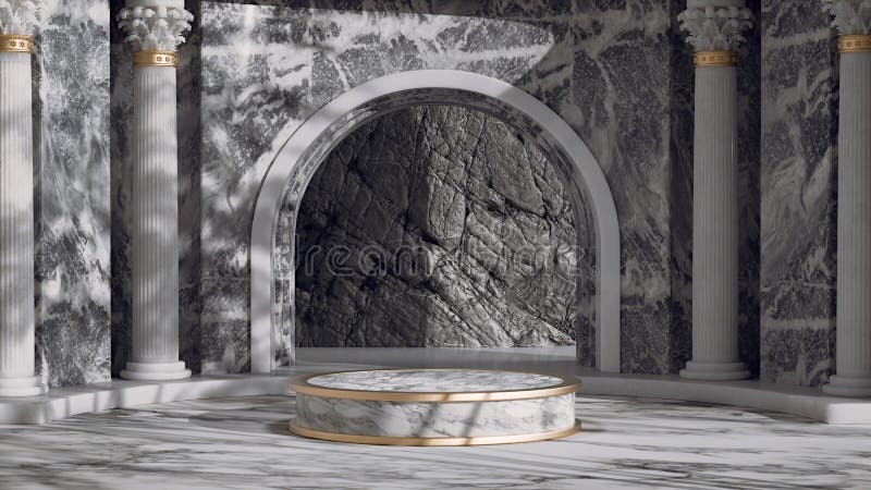 3D render marble product podium background for cosmetics products showcase.