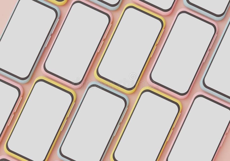 3d render Minimal pastel mini mobile phone or smartphone for work with white copy space for mock up and creative design. Blank royalty free illustration