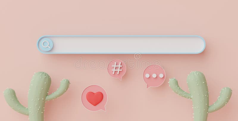 3d render of minimal searching menu bar or blank banner magnifying with copy space on pastel earth tone background. Scene for mock royalty free illustration