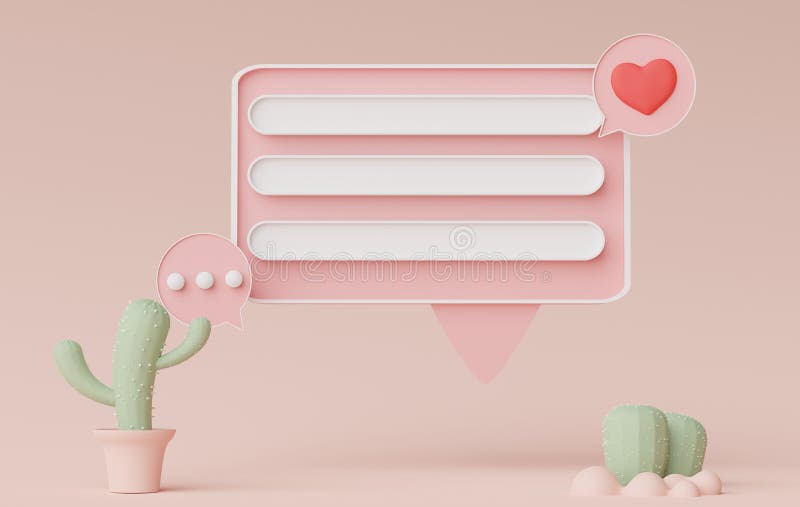 3d render of minimal talking bar banner or icon bubble comment with blank copy space in pastel earth tone background. Scene for stock illustration