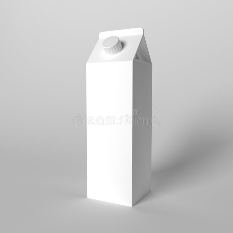 3d Render Mockup of Box Packaging of Milk, Kefir, Yogurt, Juice Stock